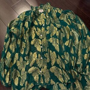 Gold foil long sleeve blouse